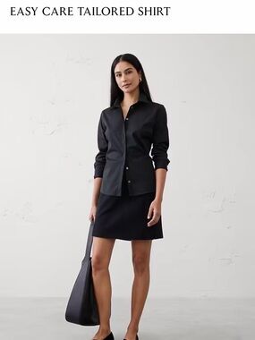 Banana Republic Black Long-Sleeve Dress Shirt